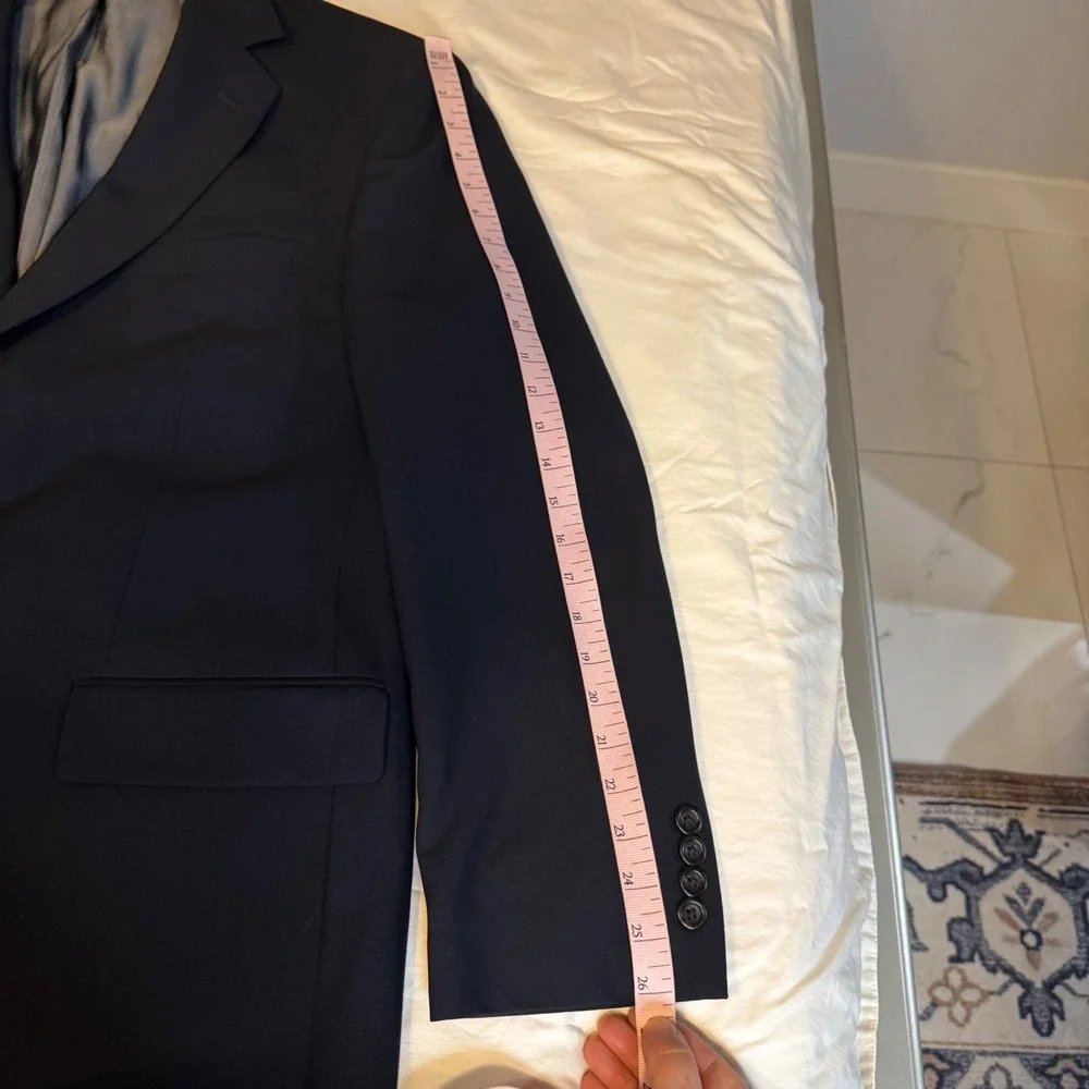 Pronto Uomo Mens 42 Regular Navy Blue 100% Wool 2 Button Blazer Suit Jacket
